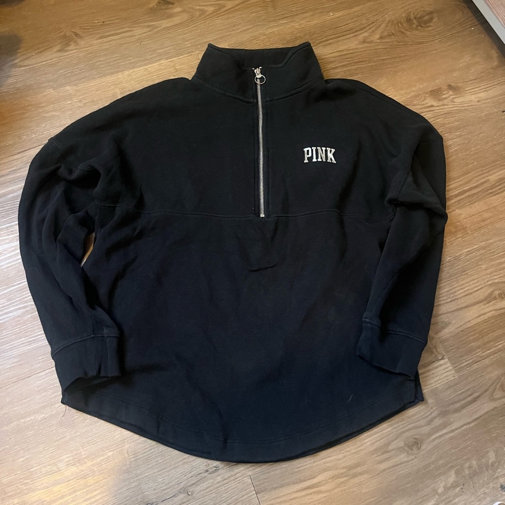 PINK Victoria's Secret Black Half-Zip Pullover Sweater